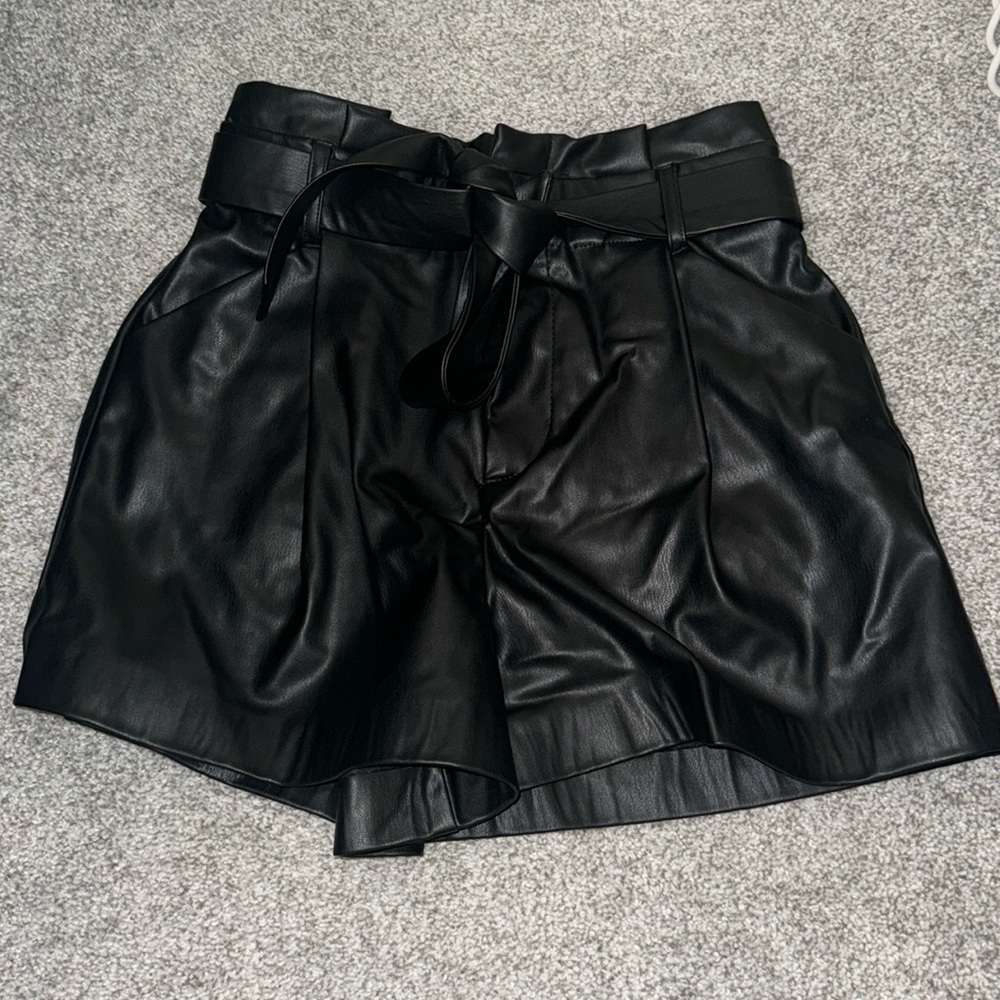 Zara leather shorts